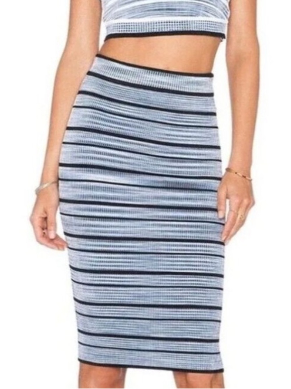 Ronny Kobo Jayme Skirt Multi Stretch Knit Bodycon Sz L